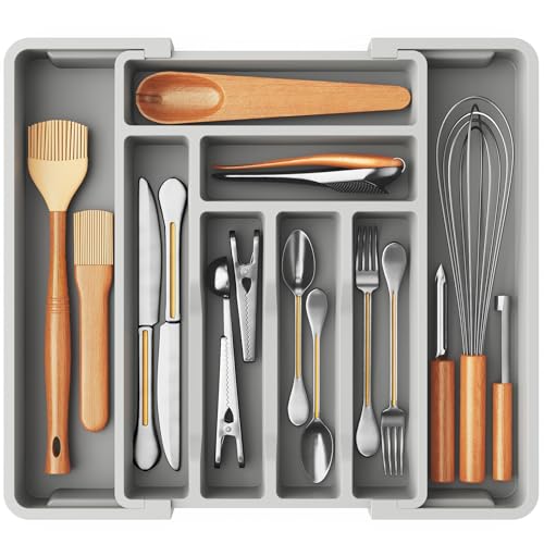 Expandable Silverware Drawer Organizer Utensil Storage Tray