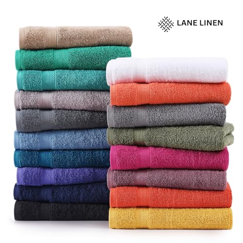 LANE LINEN Grey Bath Towels for Bathroom Set - 100% Cotton 6 Pc Towels Set, Absorbent Bathroom Towel Set, 2 Bath Towels, 2 Hand Towels, 2 Wash Cloths for Your Body and face - Grey Bath Towels Set
