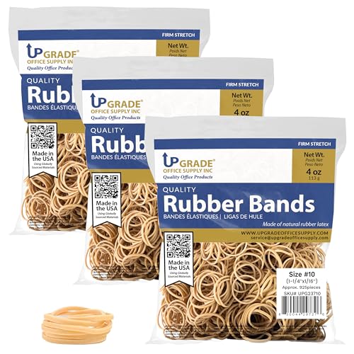 3 Pack Size 10 Rubber Bands, 1/4 lb Bags