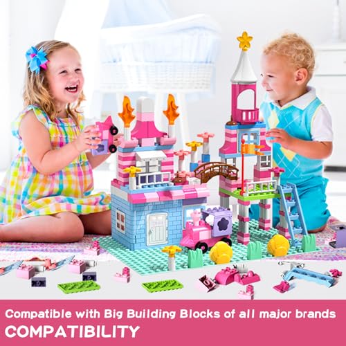 Lucky Doug Building Blocks Set for Kids Girls, 171 PCS Pink Princess Castle Blocks Toys, Building Sets Toys Birthday Gifts for Boys Girls Toddler