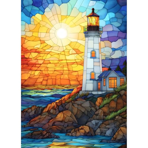 1000 Piece Stained Glass Lighthouse Jigsaw Puzzle