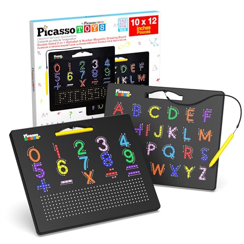 PicassoTiles Magnetic Alphabet Math Drawing Board