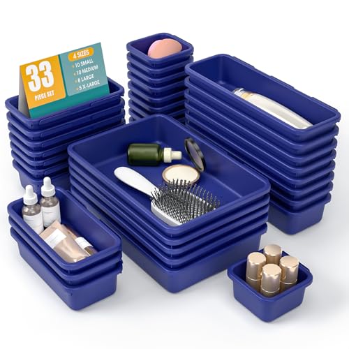 33 Piece Interlocking Drawer Organizer Bins Set