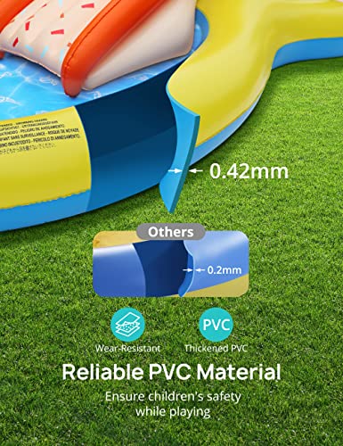 EVAJOY Inflatable Kiddie Pool, 101” x 57” x 24” Play Center with Detachable Slide for Children, Sprinkler, Ball Pit for Indoor Usage, Easy Setup for Garden, Backyard