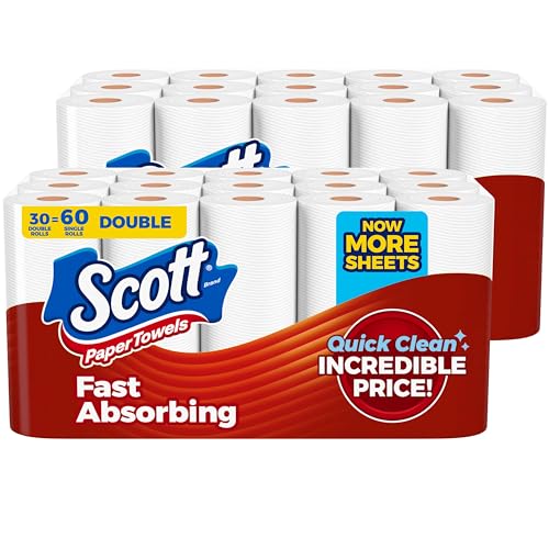 30 Double Rolls =60 Regular Rolls Scott Paper Towels Choose-A-Sheet