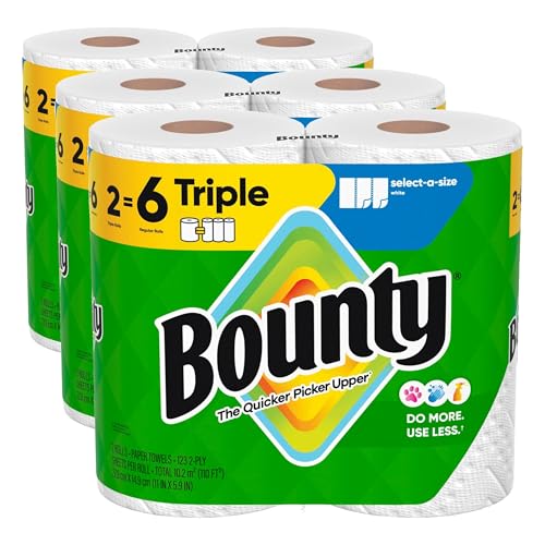 6 Triple Roll Bounty Select-A-Size Paper Towels = 18 Rolls