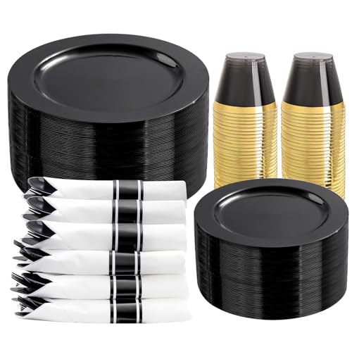 350 Piece Disposable Plastic Dinnerware and Silverware Set
