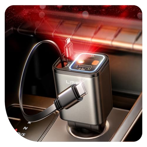 Retractable 75W USB C Car Charger Adapter