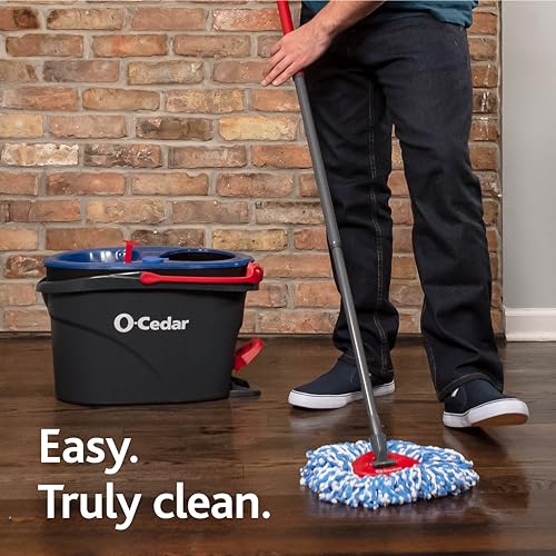 O-Cedar EasyWring RinseClean Microfiber Spin Mop & Bucket Floor Cleaning System, Grey