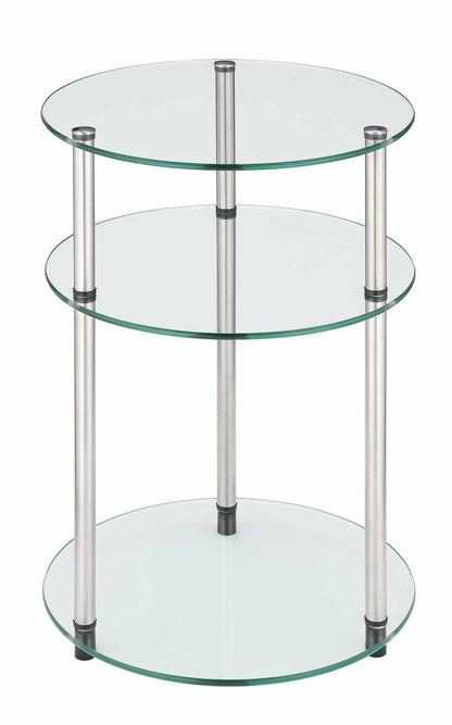 Convenience Concepts Designs2Go Classic Glass 3 Tier Round Table, Glass