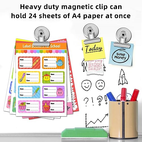 20 Pack Refrigerator Magnets Fridge Magnetic Clips Heavy Duty, Fridge Magnet Clips, Whiteboard Magnets Clips, Clips Magnets for Fridge, Whiteboard, Refrigerator (Silver)