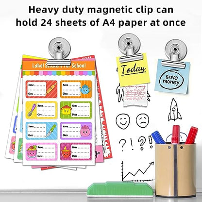 20 Pack Refrigerator Magnets Fridge Magnetic Clips Heavy Duty, Fridge Magnet Clips, Whiteboard Magnets Clips, Clips Magnets for Fridge, Whiteboard, Refrigerator (Silver)