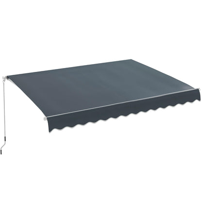 DWVO 13'×10' Patio Retractable Awning Outdoor Sun Shade Shelter Cover Awnings w/Manual Crank Handle for Deck, Backyard, Balcony, Garden, Shop, Restaurant