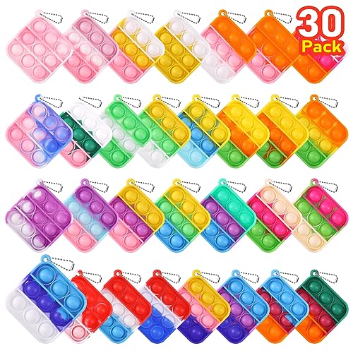 30 Pack Mini Pop Fidget Keychain Party Favors