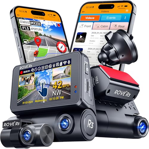 ROVE R3 Touch Screen 3 Channel Dash Cam 1440P