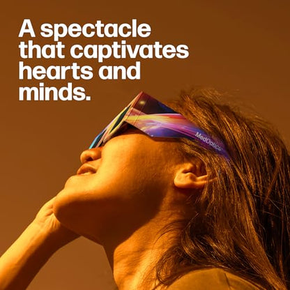 MedOptics Solar Eclipse Glasses Approved 2024 (10 Pack) - AAS, ISO & CE Certified for All Ages - Lab Tested - Includes Eclipse Path Map - Clear Visibility, One Size Fits All, Non-Scratch Lens Viewing