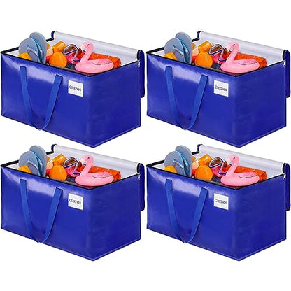SpaceHacks 4 Pack-125L Heavy Duty Moving Bags, Moving Boxes with Reinforced Handles ＆ Premium Zippers, Storage Totes for Space Saving, Packing ＆ Moving Storage