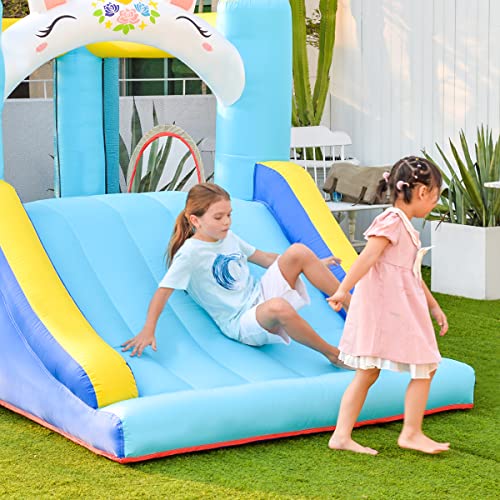 Meland Bounce House - Unicorn Inflatable Bouncer with Slide Plus Heavy Duty Blower, Jump Castle for Kids Toddlers Family Bouncy Playhouse for Indoor Outdoor Backyard Party