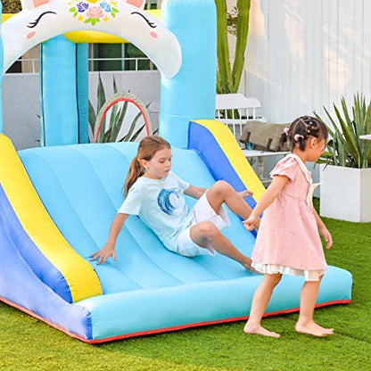 Meland Bounce House - Unicorn Inflatable Bouncer with Slide Plus Heavy Duty Blower, Jump Castle for Kids Toddlers Family Bouncy Playhouse for Indoor Outdoor Backyard Party