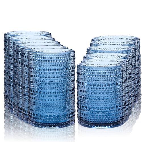 12 Pack Vintage Hobnail Embossed Drinking Glasses Set