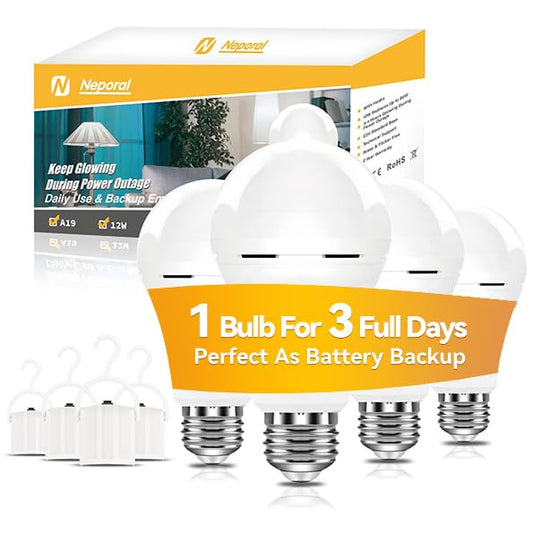 Rechargeable Emergency Light Bulbs, 2600mAh Backup