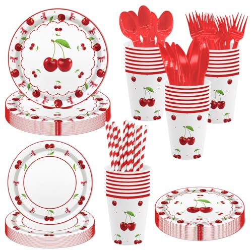 168 Piece Cherry Birthday Party Tableware Set