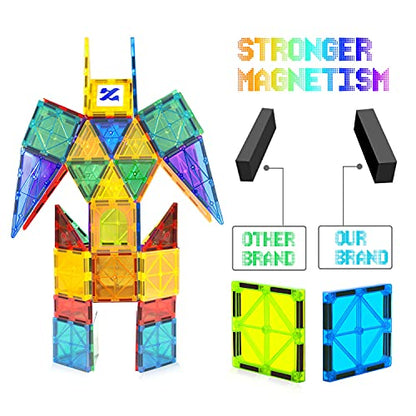 MagHub Magnet Toys Magnetic Tiles, 125 PCS Magnetic Building Blocks Set for Boys Girls Preschool Educational Construction Kit Magnet Stacking Toys for Kids Toddlers Children