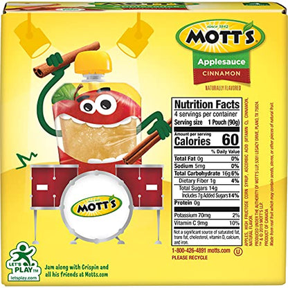 Mott's Cinnamon Applesauce Pouches, 24 Count
