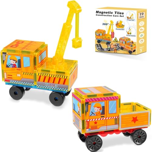 19 Piece Magnetic Tiles Car Building Set