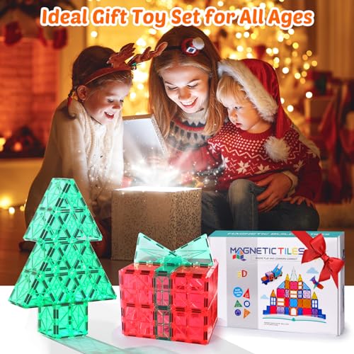LUDILO Magnetic Tiles Magnetiles 116PCS Building Blocks Kids Toys with 2 Cars, Magne Tiles Magnetic Building Blocks for Toddlers Sensory Toys, STEM Learning Magnet Tiles Toys Gifts
