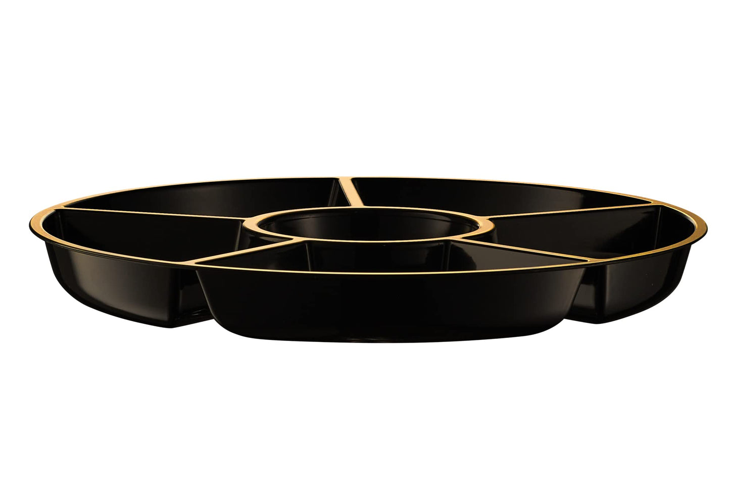 6-Section Round Plastic Serving Tray Set of 2