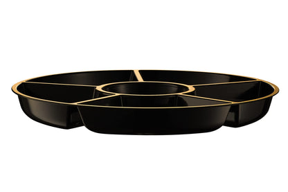 6-Section Round Plastic Serving Tray Set of 2