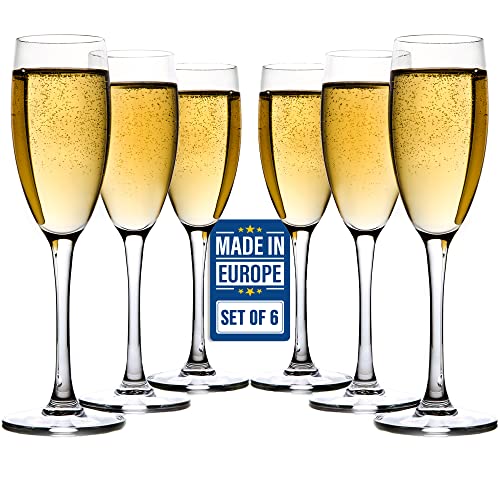 6 Pack Champagne Flutes Crystal Glasses for Wine