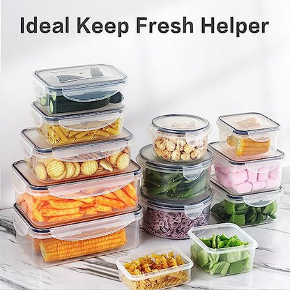 HOMBERKING 32 Pieces Food Storage Containers Set with Snap Lids (16 Lids + 16 Containers), Plastic Containers, BPA-Free Lunch Container Bento Box for Home, Black