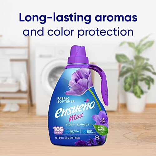 ENSUEÑO - Max Liquid Fabric Softener- with Long-Lasting Freshener and Wrinkle Eliminating Formula, Violet Bouquet Scent - (125 oz) (Pack of 2)