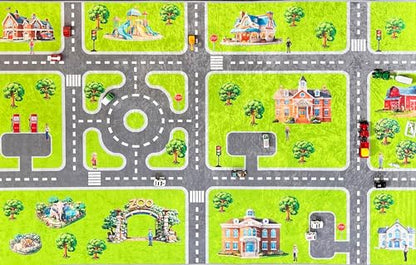 Smooth Haven Kids Play Rug, City Life Playmat, Super Soft Micro Fiber Hypoallergenic Low Pile Rug (27" x 40") Non-Slip Backing, Machine Washable, Educational Road Traffic Play Rug.
