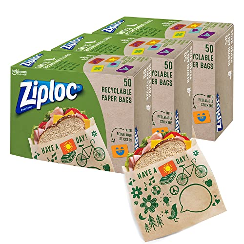 150 Pack Ziploc Recyclable Paper Sandwich Snack Bags