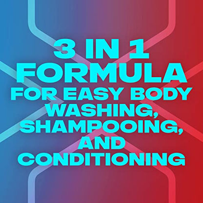 AXE 3-in-1 Body Wash Shampoo and Conditioner Easy Hair and Body Wash For Men Wash and Care Total Fresh Light and Fresh Scent Men's Shampoo 28 oz 4 Pack