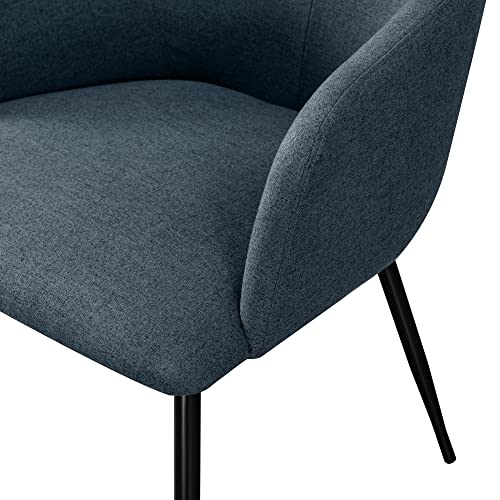 Walker Edison Gemma Contemporary Upholstered 24 Inch Dining Chair, Set of 2, Indigo Blue