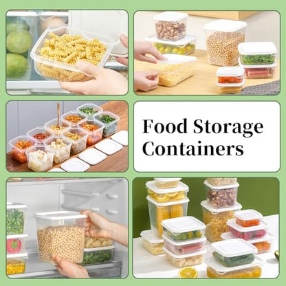HMINYIYI 36-Piece Food Storage Containers with lids(18 Containers & 18 Lids), Plastic Food Containers for Pantry & Kitchen Storage and Organization, BPA-Free, Leak Proof, White
