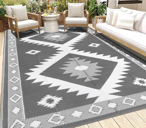6'x9' Outdoor Waterproof Reversible Patio Rug Mat