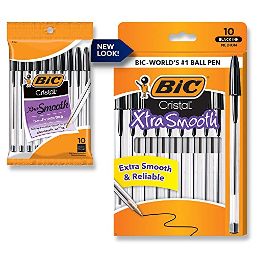 10 Pack BIC Cristal Xtra Smooth Ballpoint Pens Medium