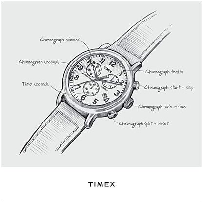 Timex Men's Fairfield Chrono 41mm Watch – Black Case & Blue Dial with Blue Genuine Leather Strap