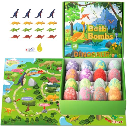 16 Pack Kids Bath Bombs with Dinosaur Toys Inside