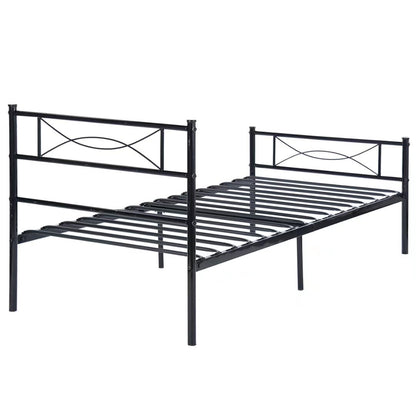 Twin Platform Bed Frame with Headboard, Black