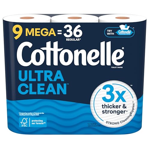 9 Mega Rolls Cottonelle Ultra Clean Toilet Paper