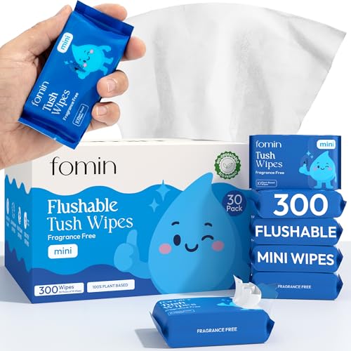 30 Pack Fomin Flushable Tush Wipes Biodegradable Hypoallergenic