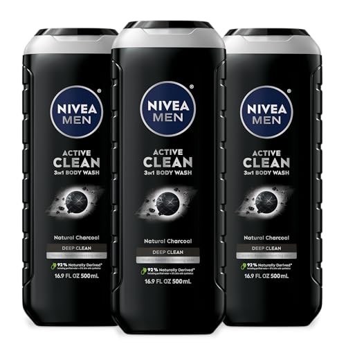 3 Pack NIVEA Men Charcoal 3-in-1 Body Wash 16.9oz