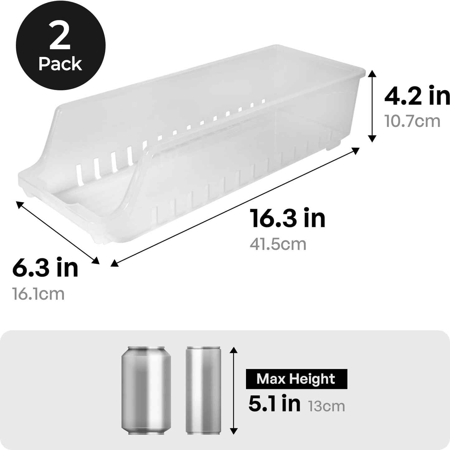 Soda Can Organizer for Refrigerator Storage 2-Pack