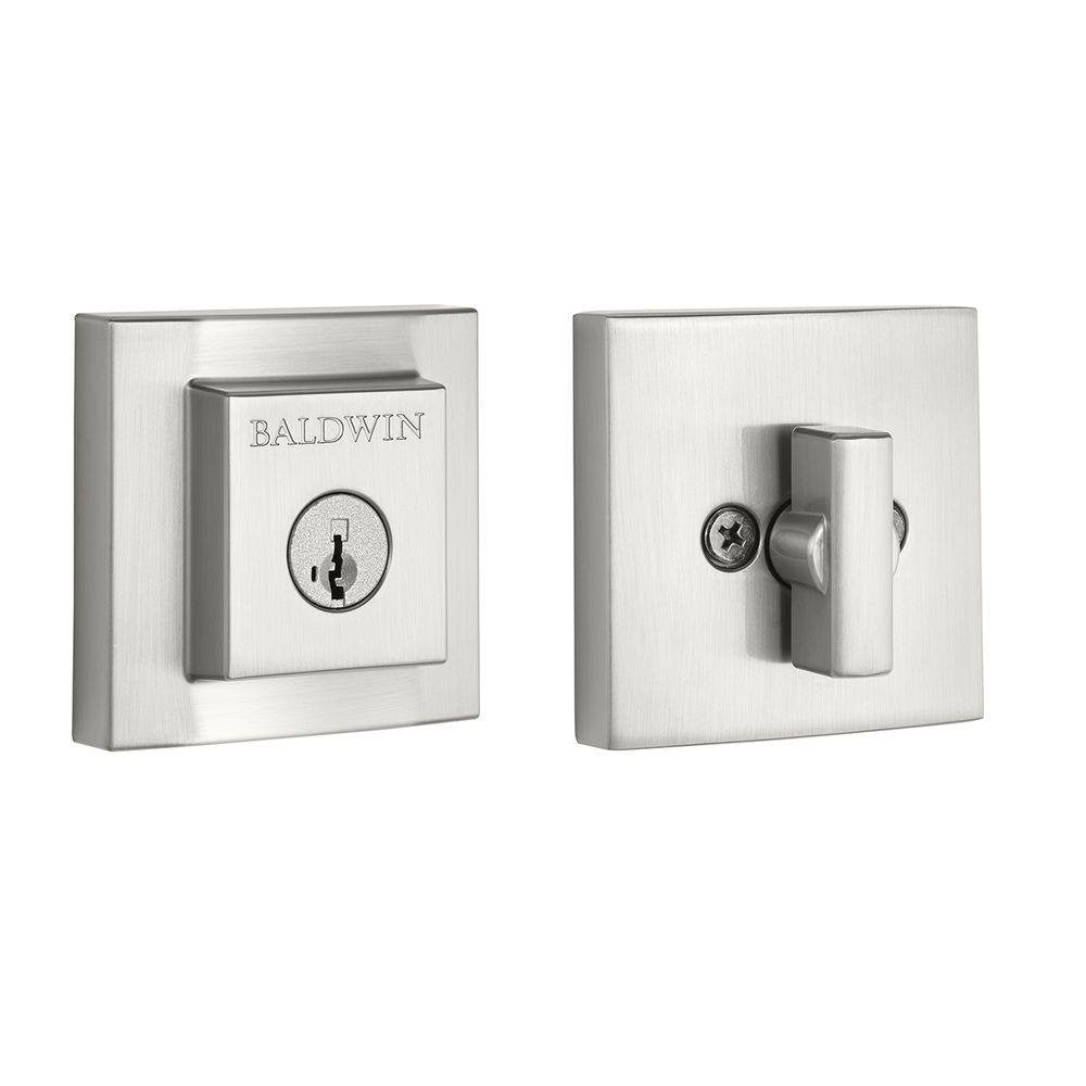 Baldwin Spyglass, Single Cylinder Front Door Deadbolt Featuring SmartKey Re-key Technology and Microban Protection, in Satin Nickel
